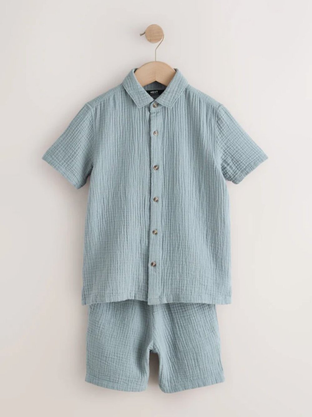 Next Boys Toddler 4T Double Cloth Textured Fabric Outfit Shirt and Shorts Set